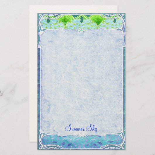夏の空-アールヌーボーの文房具 便箋 (正面/裏面)