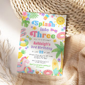 夏の第3の誕生日招待状 – スプラッシュに3つ 招待状