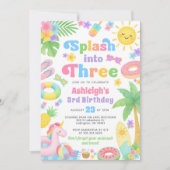 夏の第3の誕生日招待状 – スプラッシュに3つ 招待状 (正面)