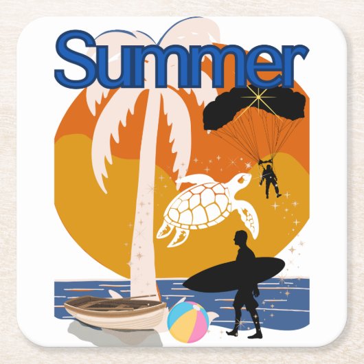 夏の精神 スクエアペーパーコースター (正面)