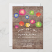 夏の紙ランタン 結婚記念日パーティー 招待状 (正面)