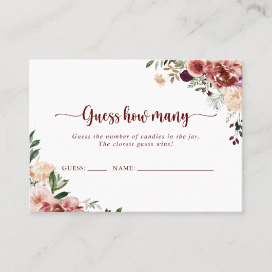 夏の素朴フローラはゲームカードの数を推測 名刺 (正面)