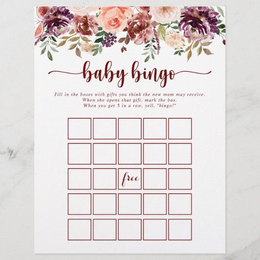 夏の素朴フローラベビービンゴシャワーゲーム (正面)