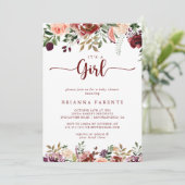 夏の素朴フローラ女の子の赤ちゃんシャワー 招待状 (スタンド正面)