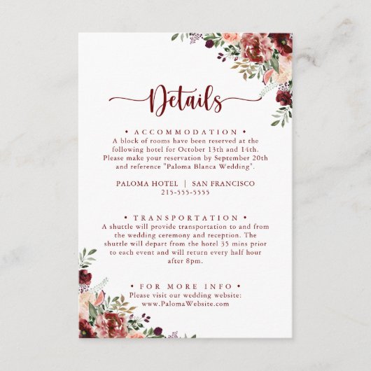 夏の素朴フローラ書結婚の詳細 エンクロージャーカード (正面)