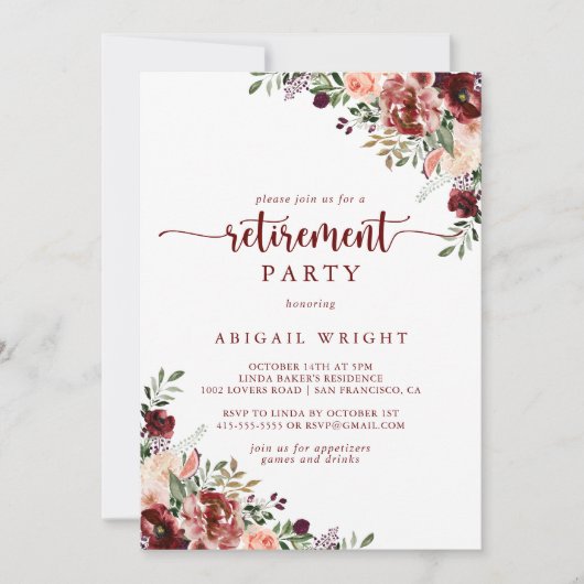 夏の素朴フローラ書道の退職パーティー 招待状 (正面)