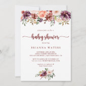 夏の素朴フローラ書道赤ちゃんシャワー 招待状 (正面)