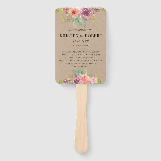 夏の素朴フローラ結婚式 プログラムハンドファン ハンドファン (正面)