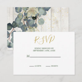 夏の素朴木材エレガント金ゴールド結婚式RSVP 出欠カード