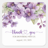 夏の紫の繊細な紫の花ありがとう スクエアシール (正面)