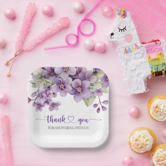 夏の紫の繊細な紫の花ありがとう ペーパープレート (パーティー)