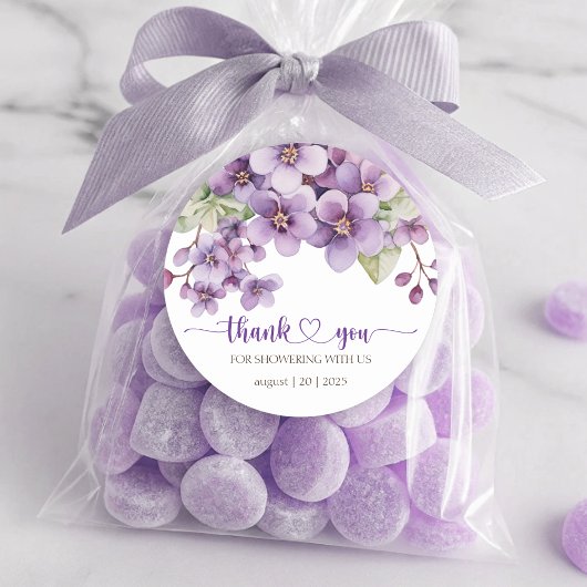 夏の紫の繊細な紫の花ありがとう ラウンドシール