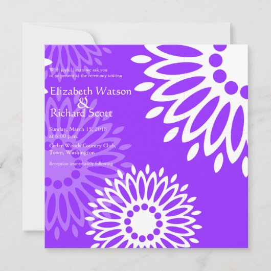 夏の紫の花の結婚式招待状 招待状 (正面)
