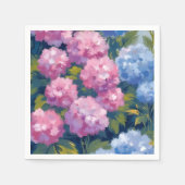 夏の紫陽花 | ピンク & ブルーの海岸の花 スタンダードカクテルナプキン (正面)