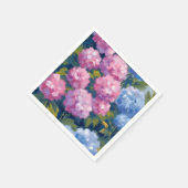 夏の紫陽花 | ピンク & ブルーの海岸の花 スタンダードカクテルナプキン (角)