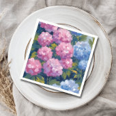 夏の紫陽花 | ピンク & ブルーの海岸の花 スタンダードカクテルナプキン