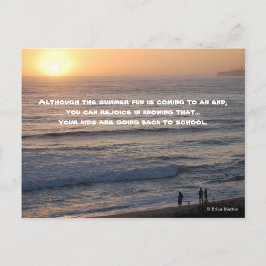 夏の終わりと子どもたちが学校に戻る ポストカード (正面)