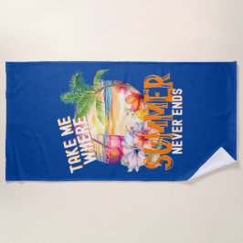 夏の終わりのない場所に連れて行く、トロピカルドリンク ビーチタオル