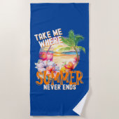 夏の終わりのない場所に連れて行く、トロピカルドリンク ビーチタオル (正面)