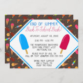 夏の終わりのアイスとアポップ・アートのイスクリームのパターンパーティー 招待状 (正面/裏面)