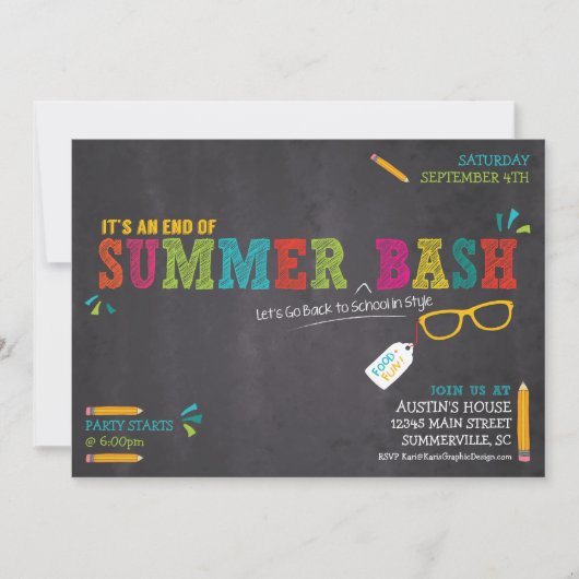 夏の終わり / 学校に戻ろうパーティー 招待状 (正面)