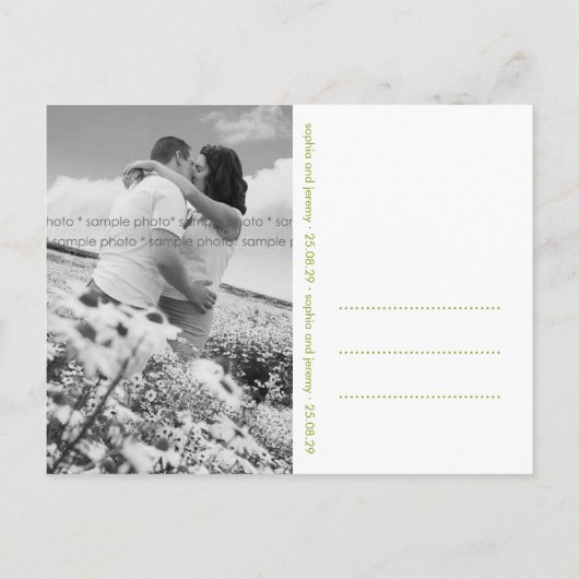 夏の結び付き愛の木の日付はがきを保存 案内ポストカード (裏面)