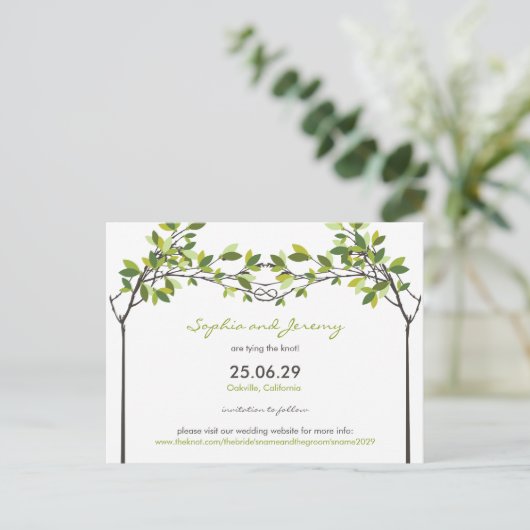 夏の結び付き愛の木の日付はがきを保存 案内ポストカード (スタンド正面)