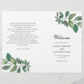 夏の結婚式のプログラムが折り畳まれた。緑葉 (正面)