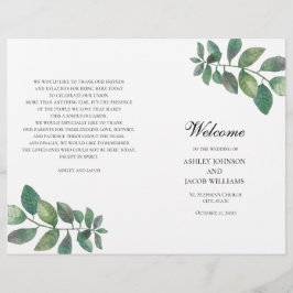 夏の結婚式のプログラムが折り畳まれた。緑葉