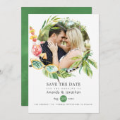 夏の結婚式の写真コラージュ セーブザデート (正面/裏面)