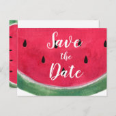 夏の結婚式の日付を保存はがきスイカ 案内ポストカード (正面/裏面)