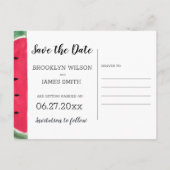 夏の結婚式の日付を保存はがきスイカ 案内ポストカード (裏面)