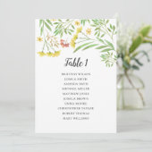 夏の結婚式座席表。花のテーブルプラン 招待状 (スタンド正面)