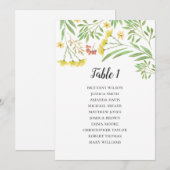 夏の結婚式座席表。花のテーブルプラン 招待状 (正面/裏面)