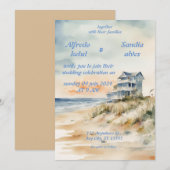 夏の結婚式招待状ビーチ海青 招待状 (正面/裏面)