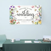 夏の結婚式 ワイルドフラワー & ハチ 横断幕 (トレードショー)
