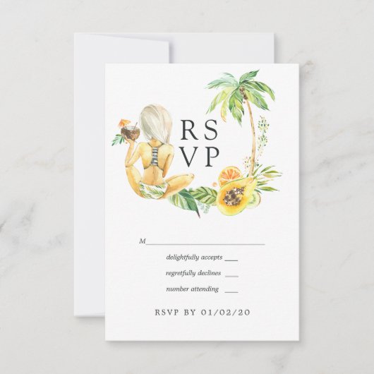夏の結婚式 出欠カード (正面)
