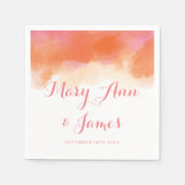 夏の結婚赤面ピンクコーラルウォーター色 スタンダードカクテルナプキン (正面)