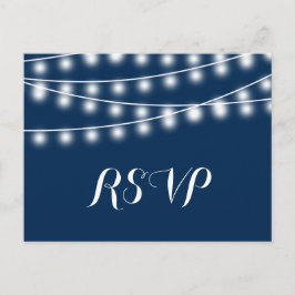 夏の結婚String Lights RSVP インビテーションポストカード