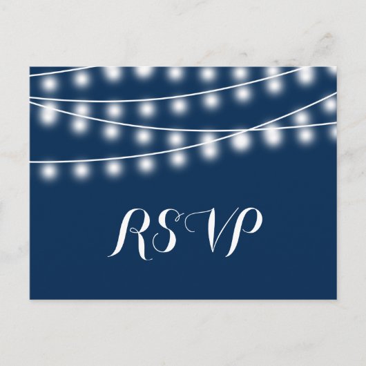 夏の結婚String Lights RSVP インビテーションポストカード (正面)