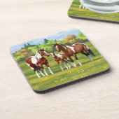夏の絵を描牧草地のベイピント四分の馬 コースター (左側)
