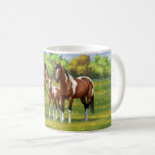 夏の絵を描牧草地のベイピント四分の馬 コーヒーマグカップ (正面右)