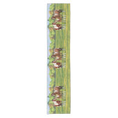 夏の絵を描牧草地のベイピント四分の馬 ショートテーブルランナー (正面)