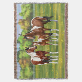 夏の絵を描牧草地のベイピント四分の馬 スローブランケット (正面縦)