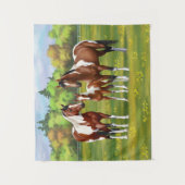 夏の絵を描牧草地のベイピント四分の馬 タペストリー (正面)