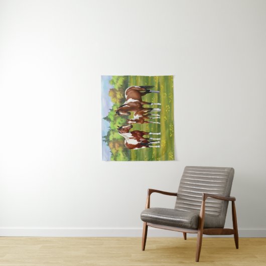 夏の絵を描牧草地のベイピント四分の馬 タペストリー (インサイチュ)