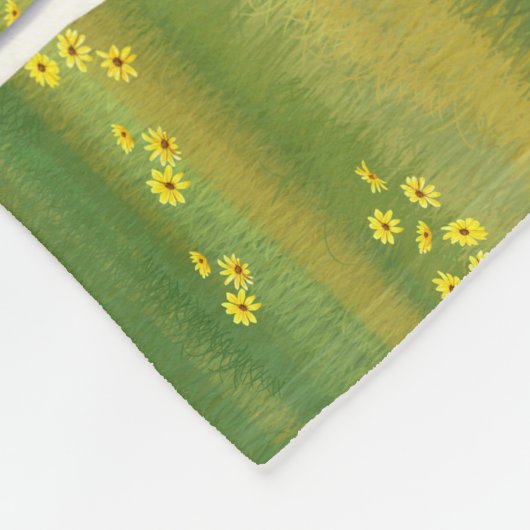 夏の絵を描牧草地のベイピント四分の馬 フリースブランケット (角)