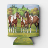 夏の絵を描牧草地のベイピント四分の馬 缶クーラー (裏面)