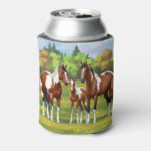 夏の絵を描牧草地のベイピント四分の馬 缶クーラー (缶裏面)