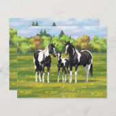 夏の絵を描牧草地の黒いピント四分の馬 (正面/裏面)